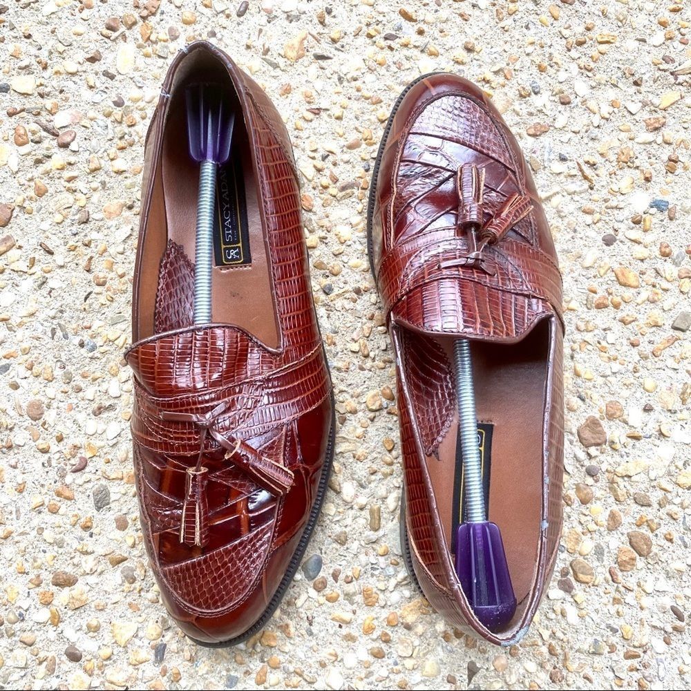 Stacy Adams Genuine Snakeskin Cognac Dress Loafers Men’s Size 10